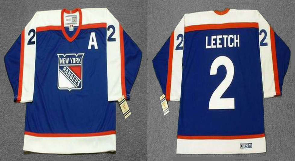 2019 Men New York Rangers #2 Leetch blue style #2 CCM NHL jerseys